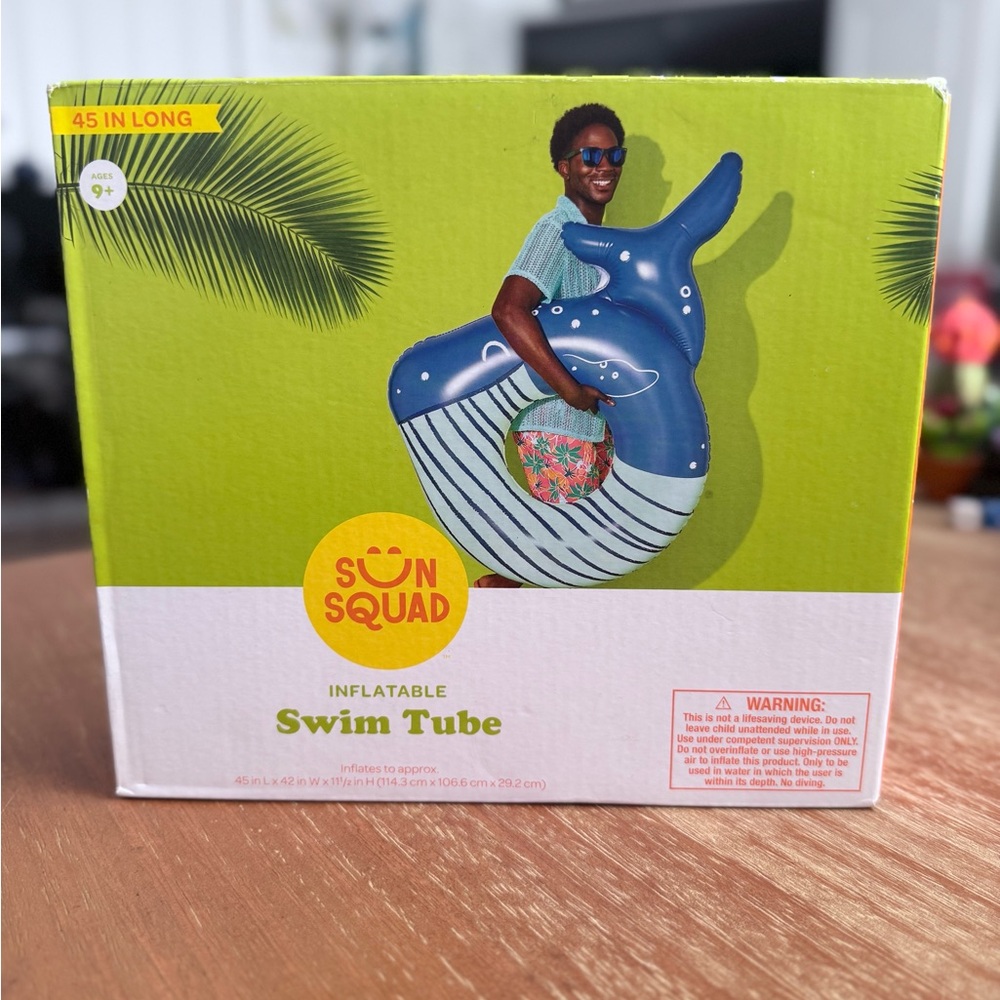 Sun Squad whale inflatable swim tube 45 inches long